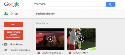 Die Suche mit den Operatoren fördert die gesuchten Videos zutage
