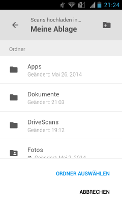 Pro Widget lässt sich nur 1 Ordner auswählen oder neu erstellen