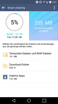 Dank Smart Cleaning ersparst du dir die Installation einer ,,Optimierungsapp`` aus dem Play Store.