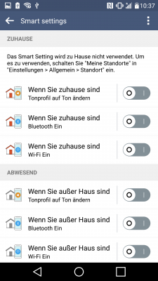 Kein Tasker-Ersatz aber immerhin: Die Smart Settings des LG G4 bieten Automatismen.
