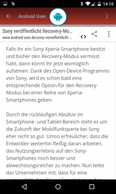 Artikel werden automatisch in eine lesefreundliche Ansicht gebracht.