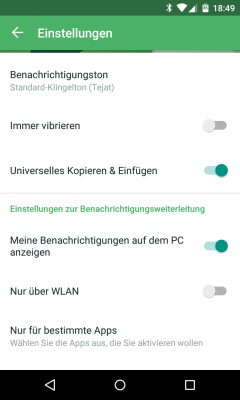 Ein kleiner Ausschnitt aus den großzügigen Optionen, die Pushbullet-Usern zur Verfügung stehen.