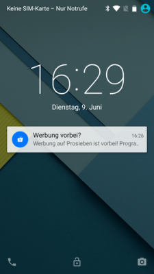 Der Reminder erscheint immer dann, wenn der Sender von Reklame zur Programmvorschau wechselt.