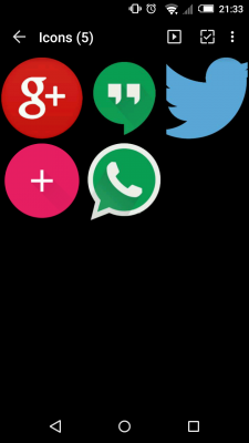 Im Icon-Archiv finden sich tausende freie Icons. Hier habe ich neben den gewünschten Apps auch ein Icon für meinen FAB -- Button gefunden.