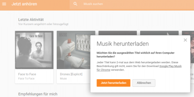 Online gekaufte Musik sichert ihr am besten auch lokal