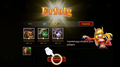 Nach einem erfolgreichen Kampf erhältst du Goldtaler oder andere Gewinne.