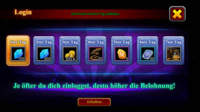 Je öfter du dich bei Heroes X Mortals einloggst, desto höhere Belohnungen sind dir sicher.