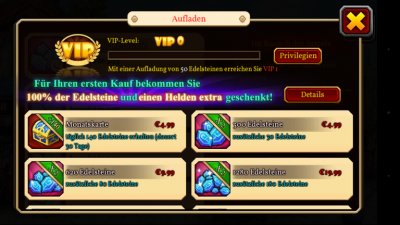 Per In-App-Kauf erwirbst du zusätzliche Edelsteine.
