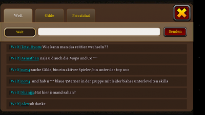 Mittels Live-Chat unterhältst du dich mit anderen Spielern oder trittst einer Gilde bei.