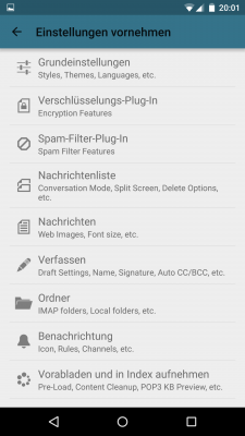Umfangreiche Einstellungsmöglichkeiten personalisieren deinen E-Mail-Client.