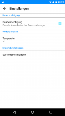 In den Einstellungen wählst du die Temperatur-Einheit und gibst an, ob Push-Mitteilungen seitens der App gewünscht werden. 