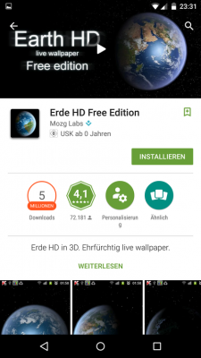 Der Klick auf den Installieren-Button leitet dich weiter an den Play Store.