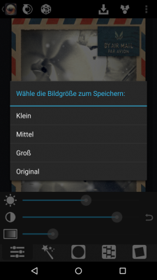 Bevor du dein Bild speicherst wählst du die Bildgröße aus.