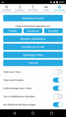 In den Einstellungen wählst du aus, ob die Test direkt geteilt werden sollen.