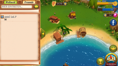  Mittels Chat trittst du mit anderen Spielern in Kontakt. 