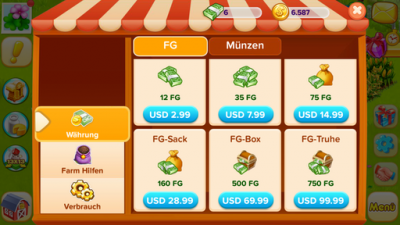 Per In-App-Kauf erwirbst du weiteres Spielgeld.