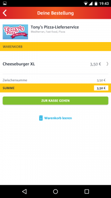Nachdem du deine Bestellung kontrolliert hast gehst du zur Kasse.