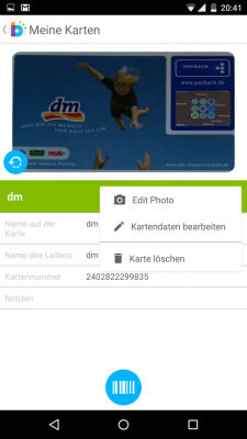 Um eine Karte zu bearbeiten oder zu löschen rufst du diese auf und klickst auf dein kleinen Pfeil-Button. 