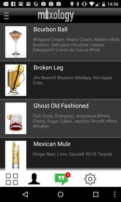 Du findest alle Cocktails in einer übersichtlichen Liste mit Namen und einer Vorschau