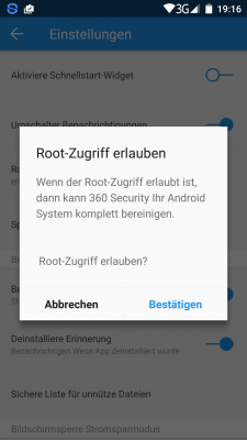 Mit Root-Rechten kann 360 Security von Quihoo auch System-Apps scannen und löschen.