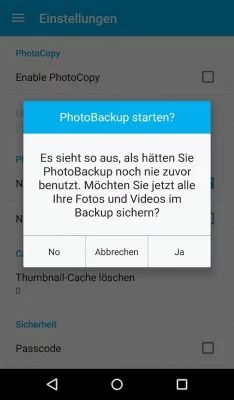Ihr werdet gefragt bevor Copy anfängt vorhandene Fotos hochzuladen