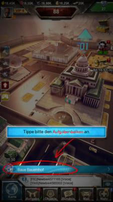 Der Aufgaben-Balken zeigt dir deine zu erledigenden Aufgaben an.