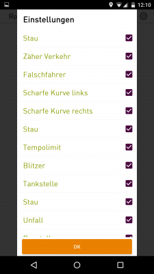 Über die Einstellungen wählst du aus, vor welchen Gefahren du gewarnt werden möchtest.