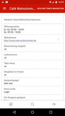 Per Klick auf eine angezeigte Lokalität erhältst du weitere Infos, wie zum Beispiel Öffnungszeiten und viele mehr.