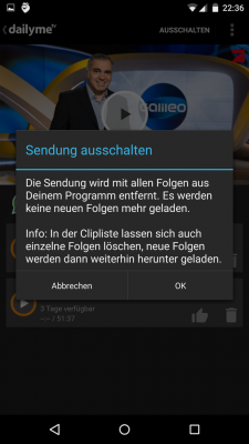 Sendungen löscht du einzeln oder durch einen Klick auf Ausschalten komplett. 