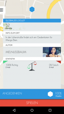 An jedem Loclet sind Informationen zu User und Ort hinterlegt.