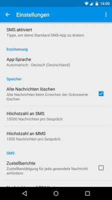 In den Einstellungen wählst du aus, wie viele SMS deinen Speicher belegen sollen.