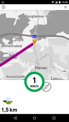 Eine Meldung für stockenden Verkehr wurde angezeigt.