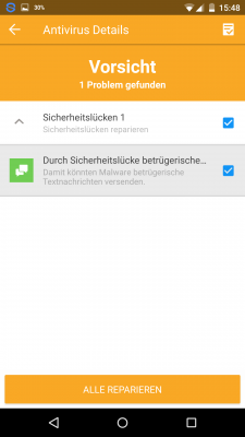 Die App findet Sicherheitslücken und zeigt dir diese zum beheben an.