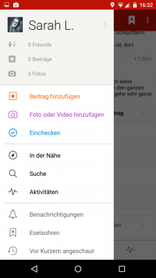 Im App-Menü rufst du deine, mit Eselsohren markierte, Lokalitäten auf.