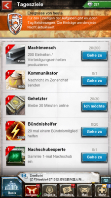 Für das Erledigen der verschiedenen Tagesziele erhältst du Belohnungen.