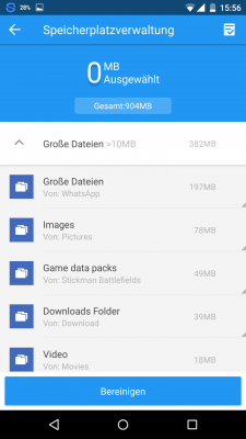 Mit 360 Security Lite verwaltest du deinen Speicherplatz.
