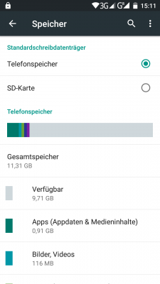 Etwas mehr als 10 GByte Speicher sind auf dem Smartphone frei.