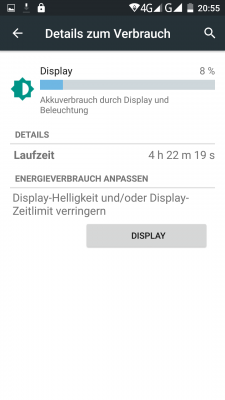 Nach knapp viereinhalb Stunden Displayzeit und vier Tagen im Standby, hält der Akku immer noch 33 Prozent.