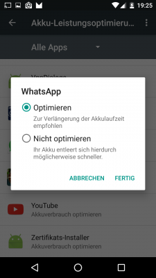 App lassen sich von den Stromspar-Optimierungen von Android 6.0 ausschließen. Das solltest du aber nur im Notfall tun.