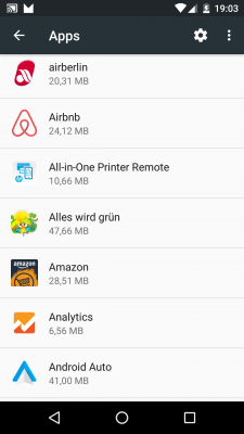 Der neue Apps-Dialog in den Einstellungen listet einfach alle Anwendungen alphabetisch