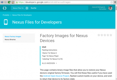 Die Download-Seite für die Nexus-Firmware-Abbilder zeigt sich seit Kurzem optisch etwas aufgepeppt.