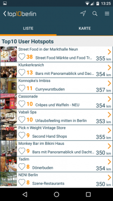 Die User-Hotspots werden anhand der vergebenen Herz-Klicks ermittelt und zeigen dir die beliebtesten Stellen anderer User.