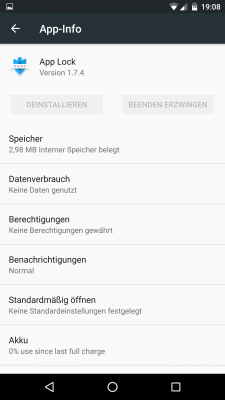 Die App kann nicht mehr über die Einstellungen beendet werden. 