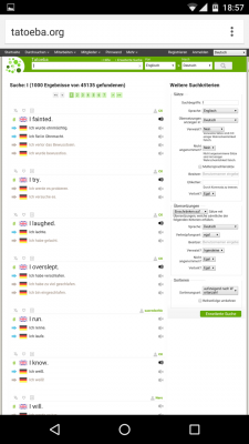 Die App verlinkt die gelernten Wörter mit diversen Internetseiten.