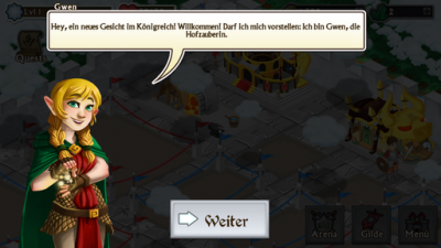 Gwen begleitet dich durch das Spiel.