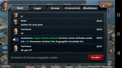 Du kannst mit anderen Spielern über den Chat in Kontakt treten.