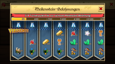 In der Arena bekommst du Meilenstein-Belohnungen.