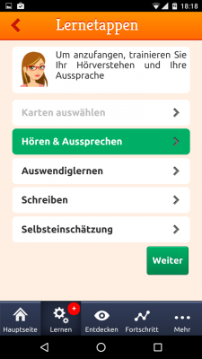 Verschiedene Lern-Etappen bringen dich zum Ziel.