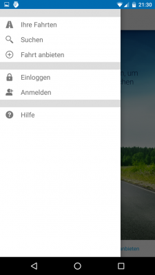  Im App-Menü meldest du dich an um der Community beizutreten und ein verifizierter Fahrer zu werden. 