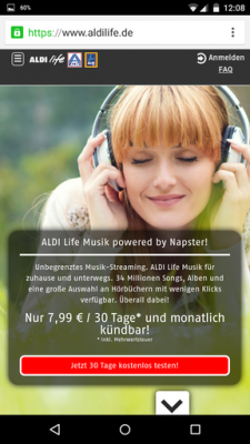 Du wirst auf die Aldilife Seite weitergeleitet. Es besteht die Möglichkeit eines 30 tägigen kostenlosen Tests.